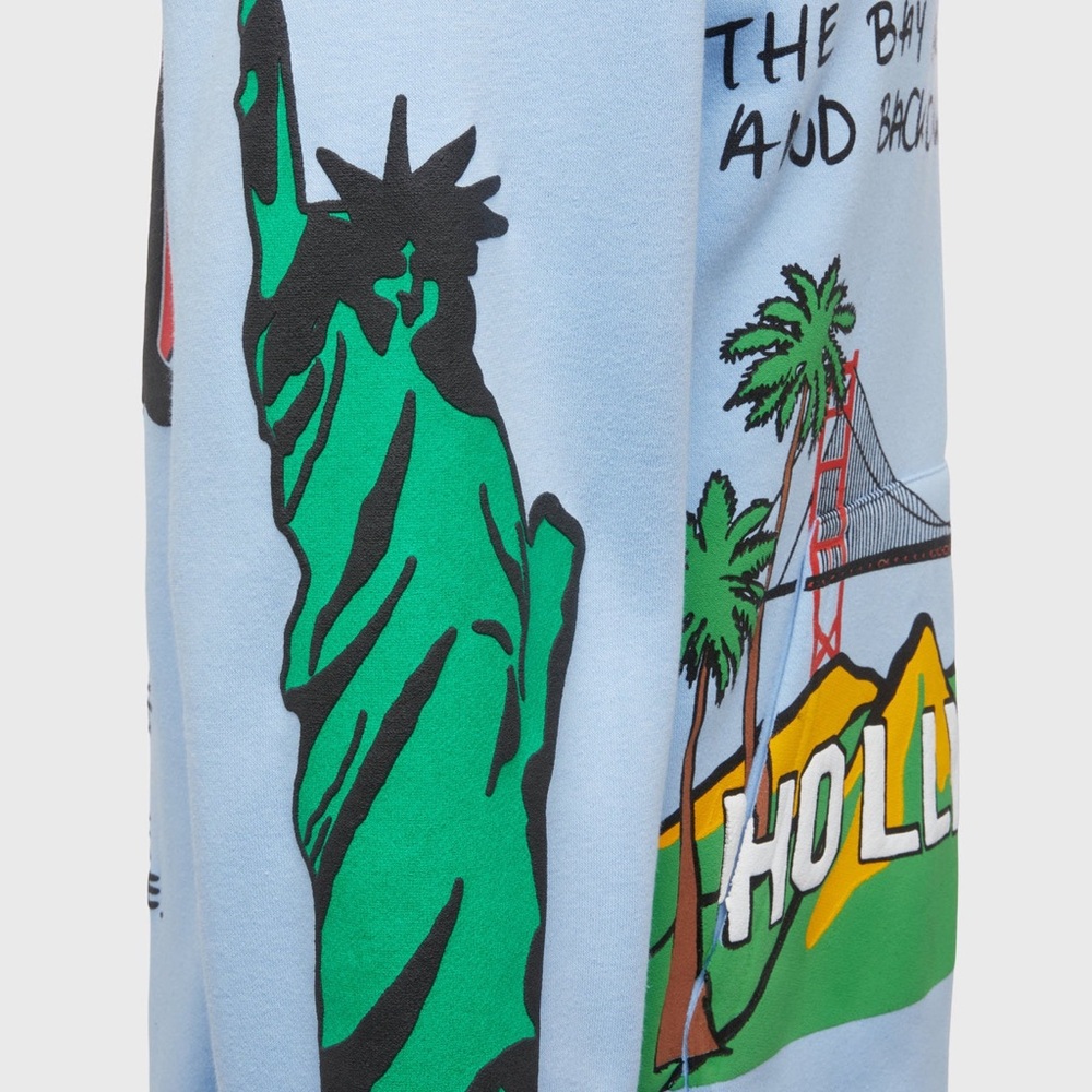 NWT HOMME FEMME X KOOL KIY "CALI 2 NYC" HOODIE (LIGHT BLUE) - Picture 4 of 5